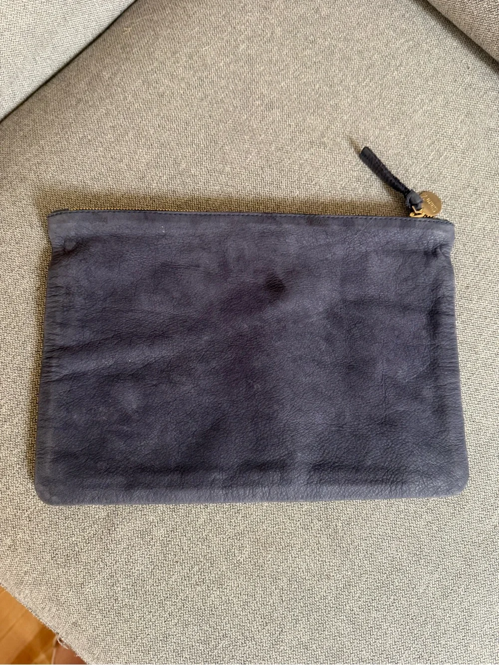 Black Floral Leather Zip Pouch with Red Flowers and Green Leaves